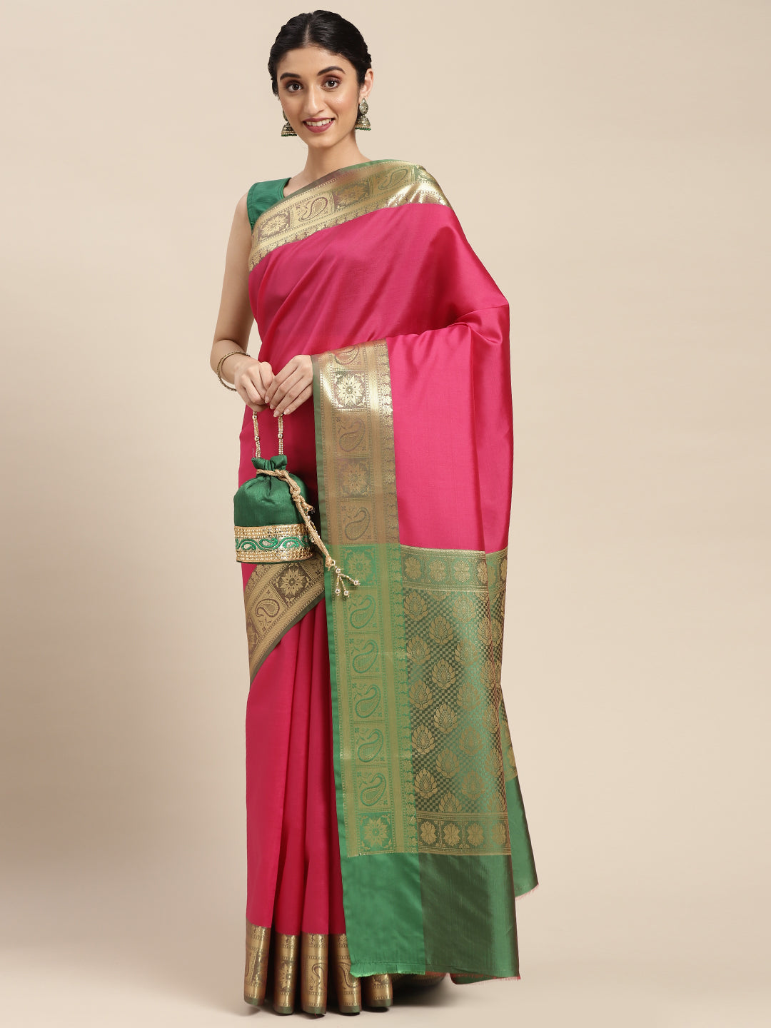 Pink Valkalam Katan Silk Banarasi Sarees For Women GEKH22