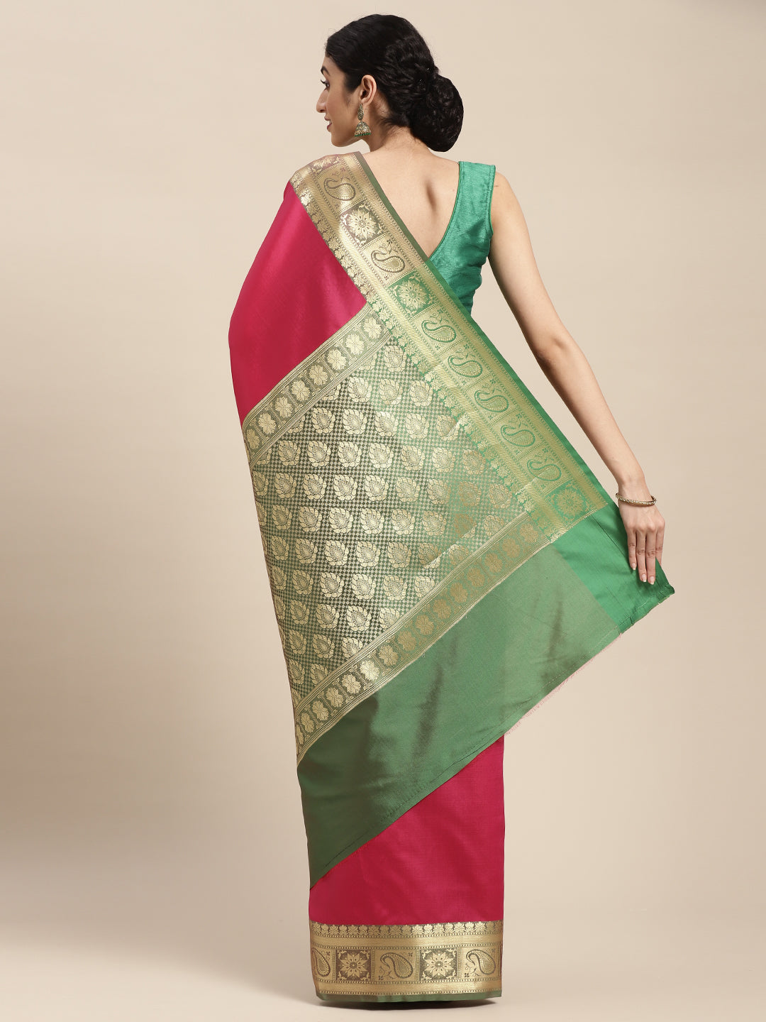 Pink Valkalam Katan Silk Banarasi Sarees For Women GEKH22