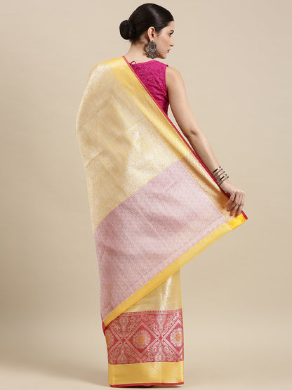 Gold Kanjeevaram Banarasi Sarees For Women GEMA10