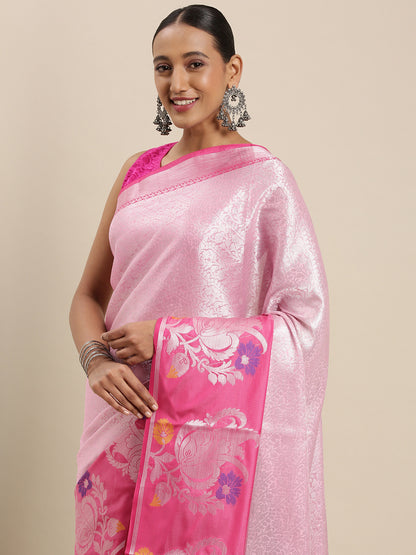 Pink Kanjeevaram Banarasi Sarees For Women GEMA21