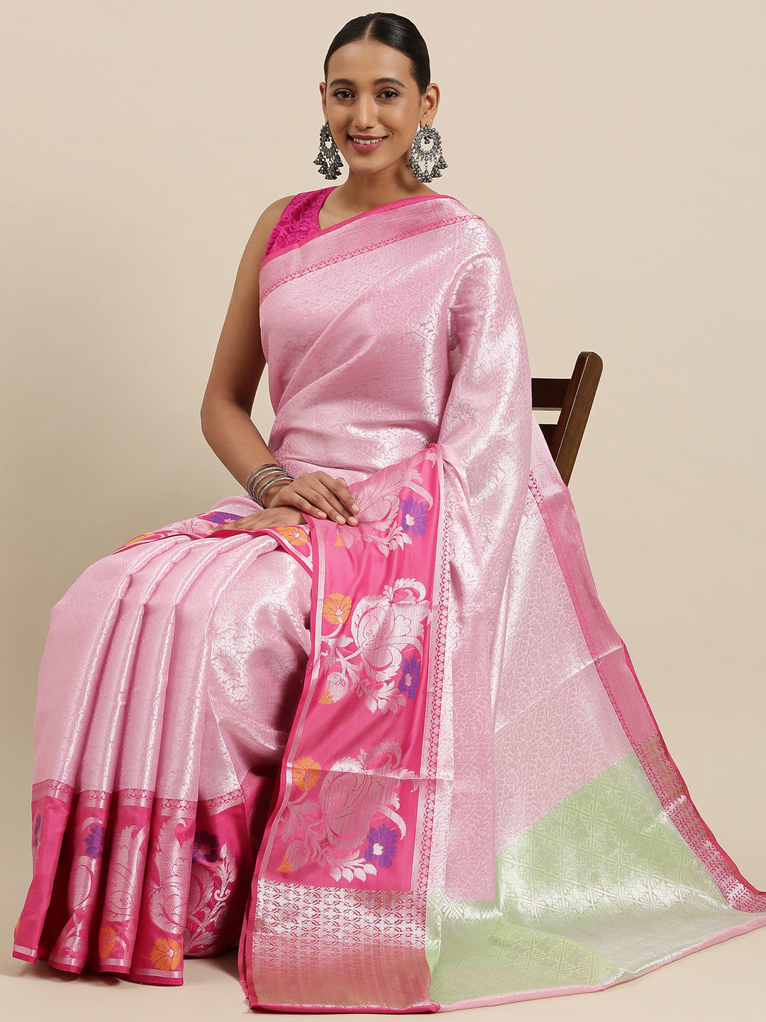 Pink Kanjeevaram Banarasi Sarees For Women GEMA21