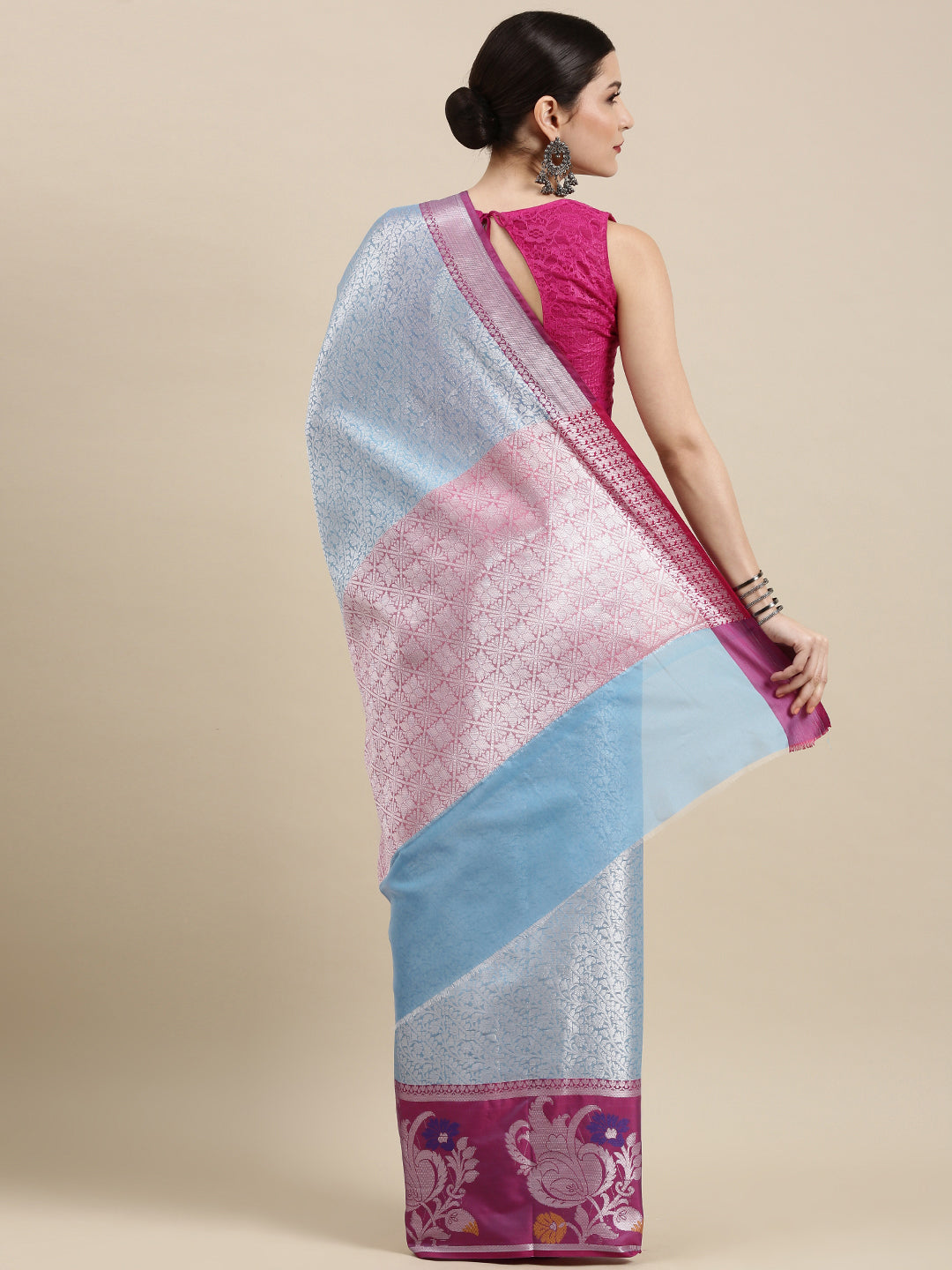 Blue Kanjeevaram Banarasi Sarees For Women GEMA22