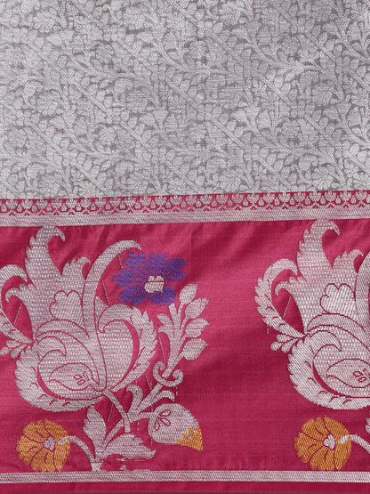 Grey Kanjeevaram Banarasi Sarees For Women GEMA23