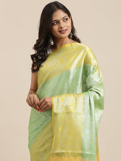 Green Kanjeevaram Banarasi Sarees For Women GEMA31