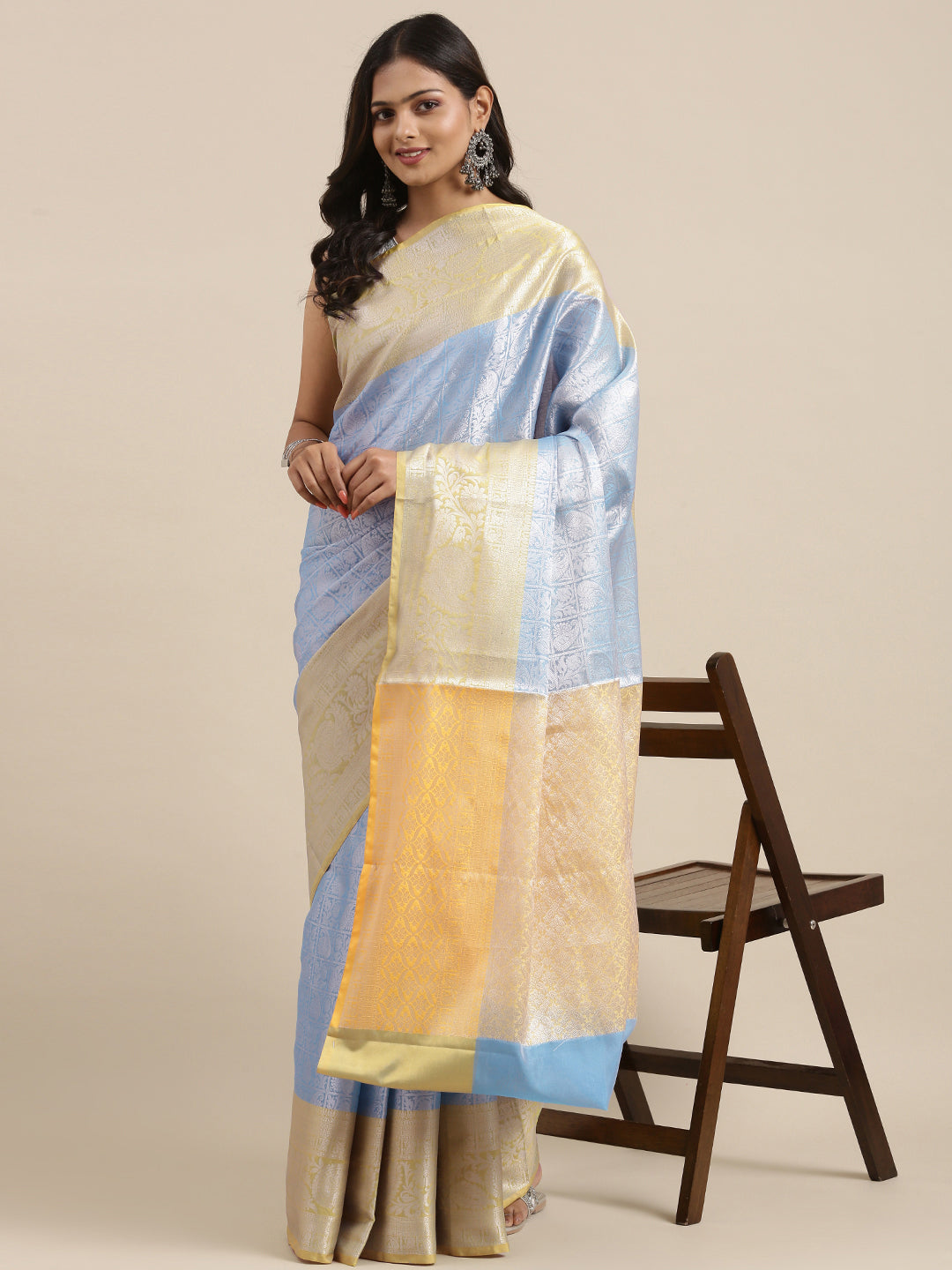Blue Kanjeevaram Banarasi Sarees For Women GEMA34