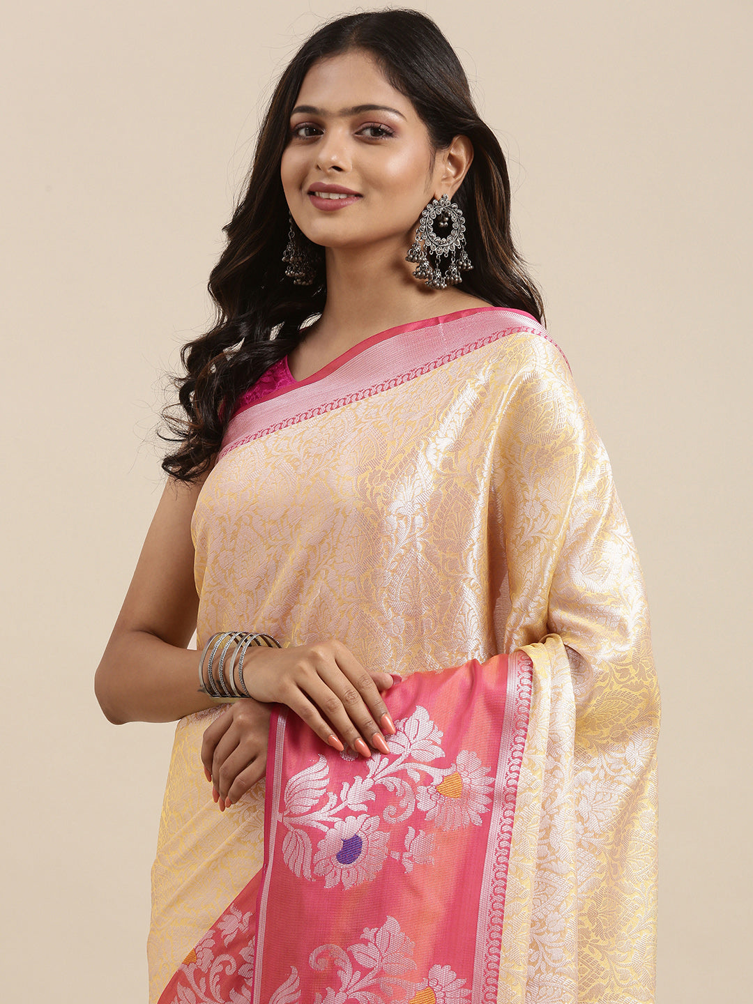 Yellow Kanjeevaram Banarasi Sarees For Women GEMA5