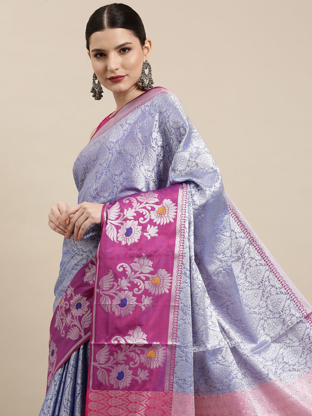 Blue Kanjeevaram Banarasi Sarees For Women GEMA6