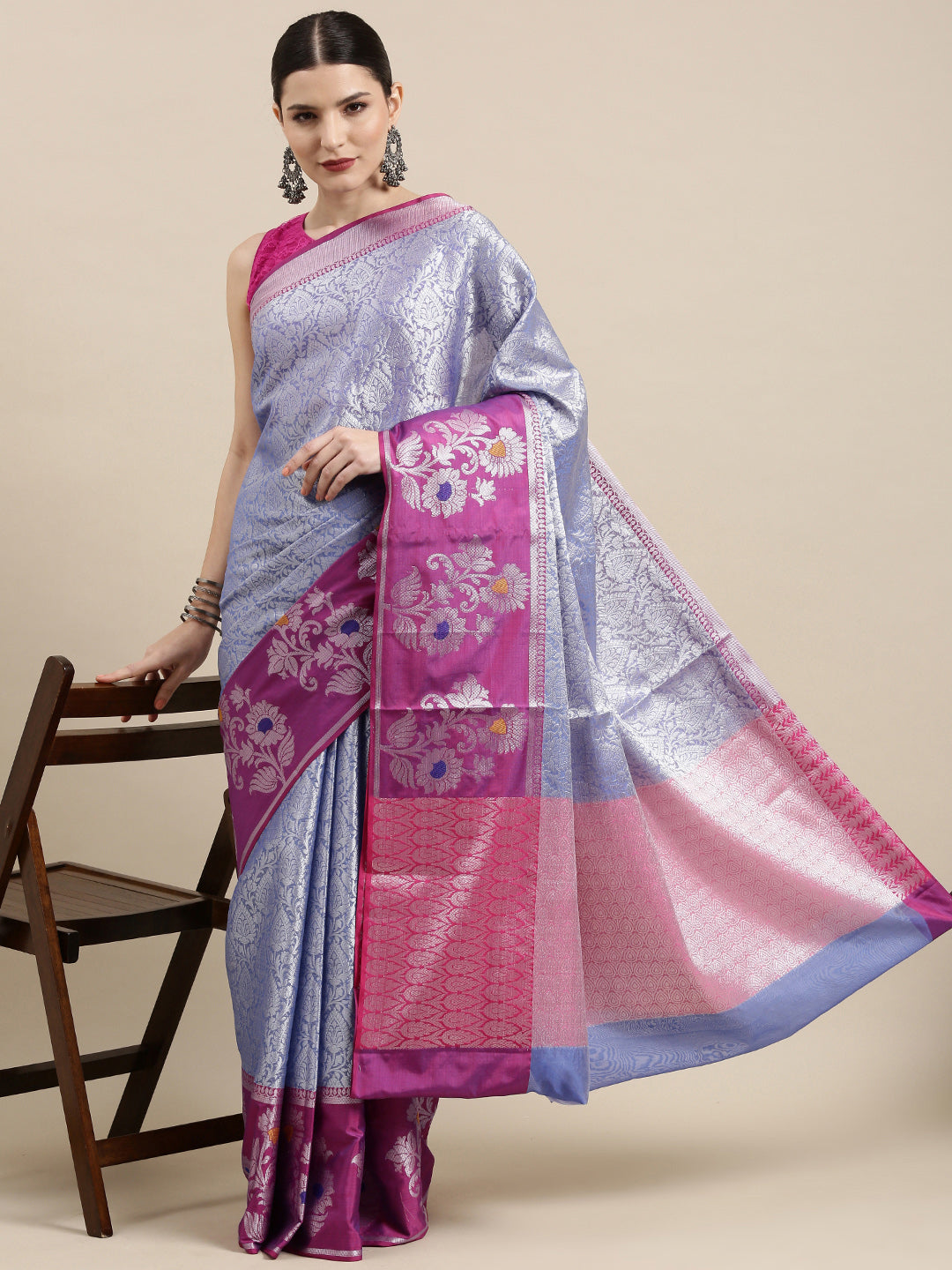 Blue Kanjeevaram Banarasi Sarees For Women GEMA6