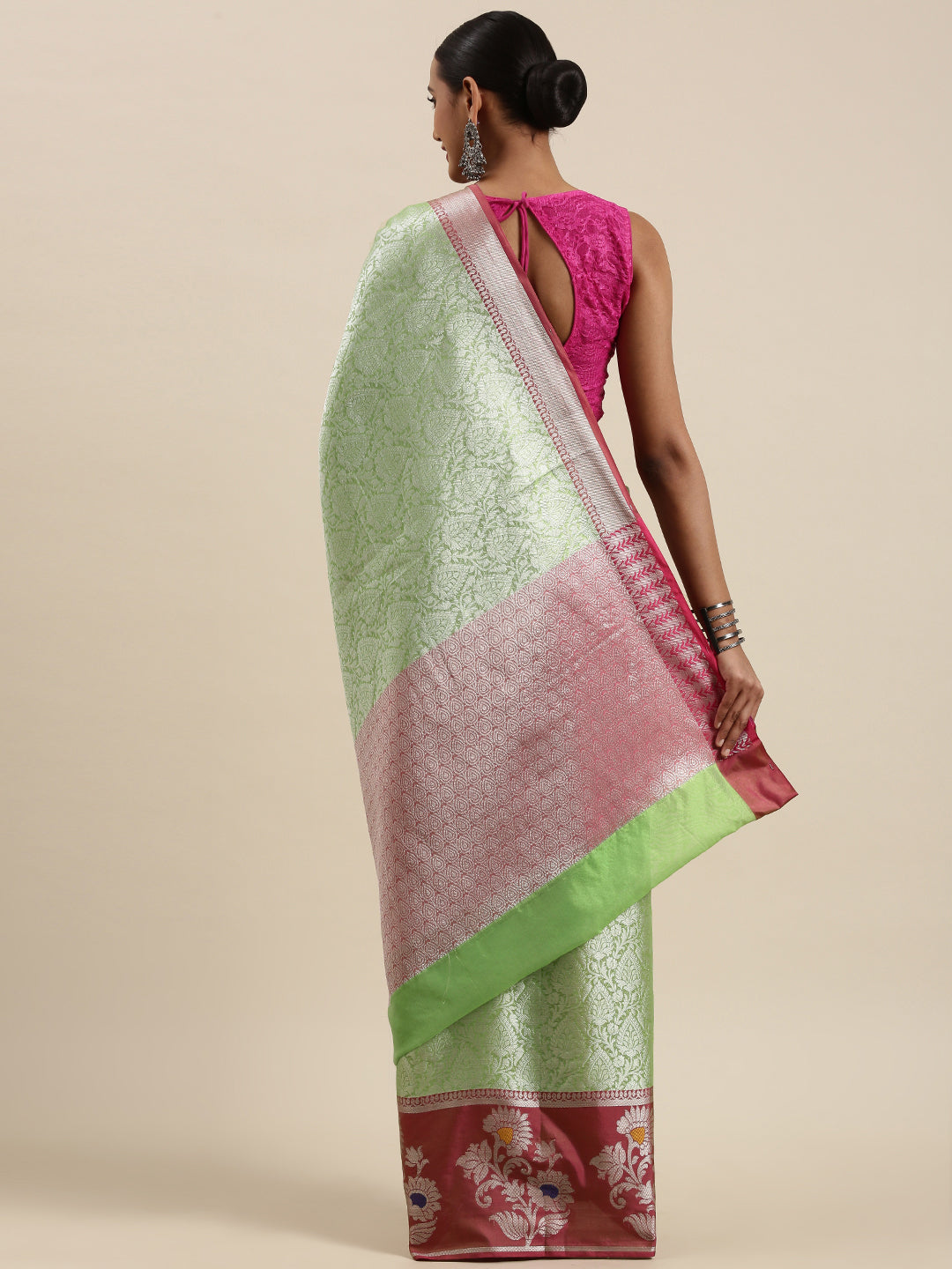 Green Kanjeevaram Banarasi Sarees For Women GEMA9