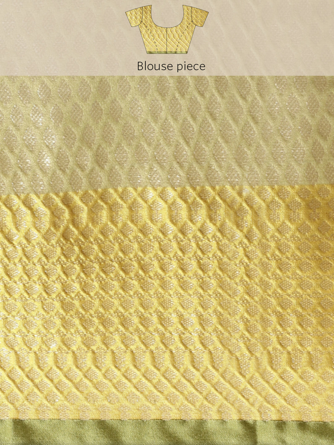 Faishana Presents Handwoven Gold Mulberry Silk Geometrical Motif Tilfi Zari Border With Green Blouse Banarasi Saree