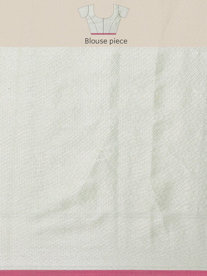 Faishana Presents Handwoven Seagreen Masrise Cotton Tilfi Jaal Zari Border With Seagreen Blouse Banarasi Saree