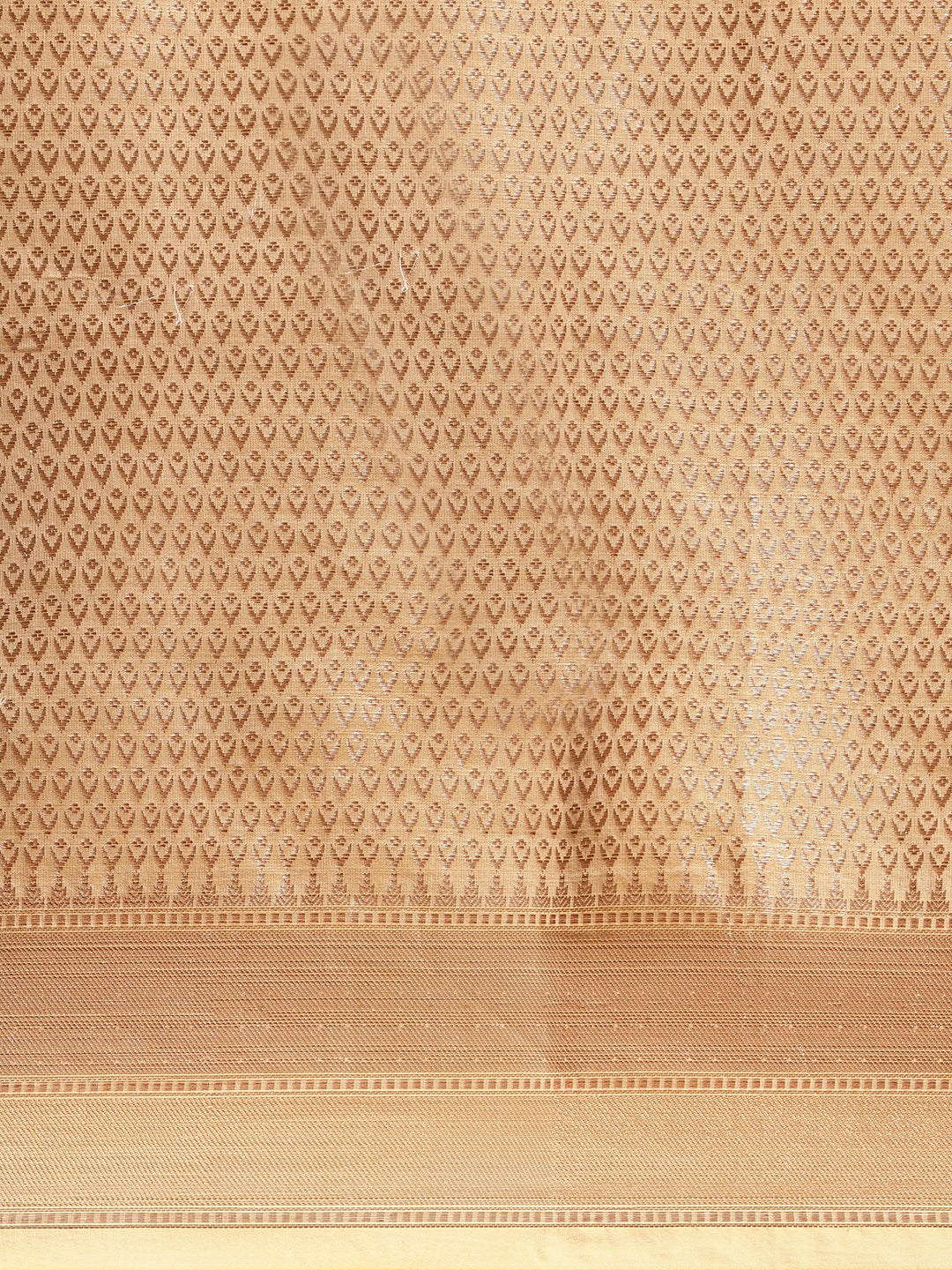 Faishana Presents Handwoven Beige Masrise Cotton Alfi Jaal Zari Border With Beige Blouse Banarasi Saree