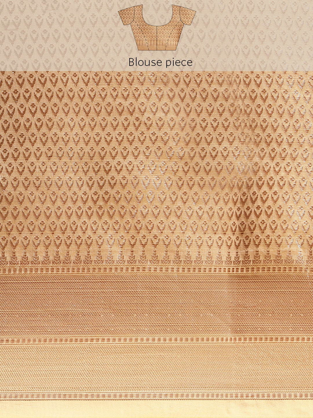 Faishana Presents Handwoven Beige Masrise Cotton Alfi Jaal Zari Border With Beige Blouse Banarasi Saree