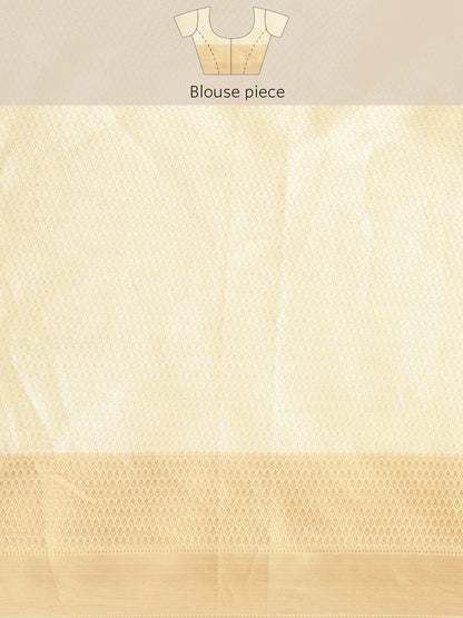 Faishana Presents Handwoven Yellow Masrise Cotton Tilfi Boota Alfi Skirt Border With Yellow Blouse Banarasi Saree