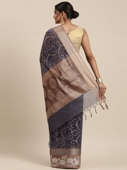 Grey Mercerise Cotton Banarasi Sarees For Women GEMSWRTCN_220