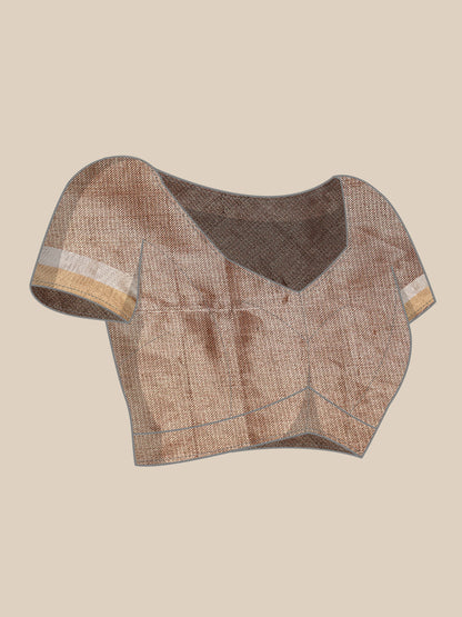 Faishana Presents Handwoven Grey Masrise Cotton Boota Skirt Border With Cheeku Color Blouse Banarasi Saree