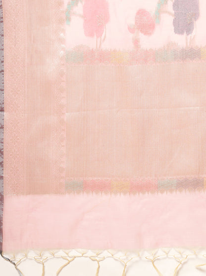 Pink Mercerise Cotton Banarasi Sarees For Women GEMSWRCTN_96