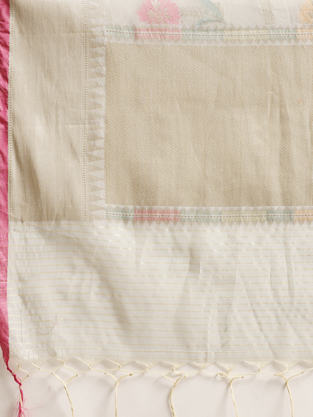 Faishana Presents Handwoven Grey Masrise Cotton Tilfi Jaal Zari Border With Grey Blouse Banarasi Saree