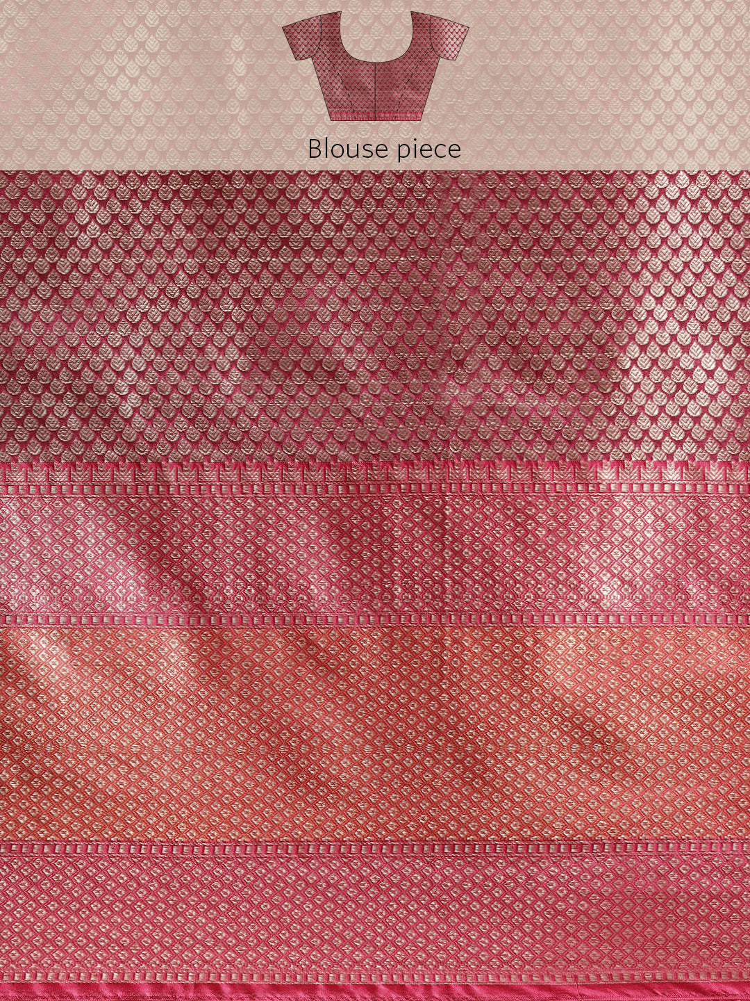 Faishana Presents Handwoven Pink Matka Silk Boota Skirt Border With Magenta Blouse Banarasi Saree