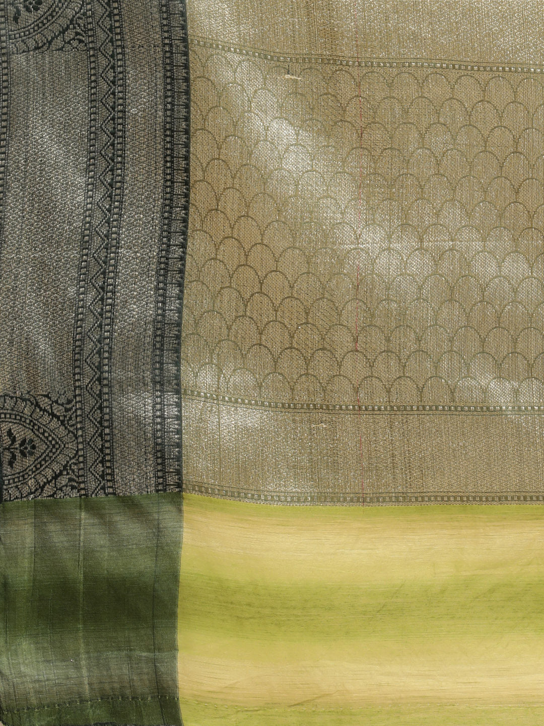 Faishana Presents Handwoven Pistachio Matka Silk Tilfi Boota Zari Border With Mehndi Green Blouse Banarasi Saree