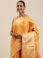 Faishana Presents Handwoven Gold Matka Silk Boota Skirt Border With Gold Blouse Banarasi Saree