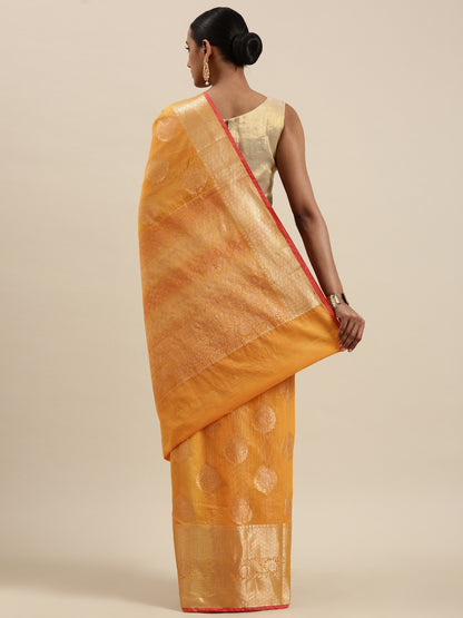 Faishana Presents Handwoven Gold Matka Silk Boota Skirt Border With Gold Blouse Banarasi Saree