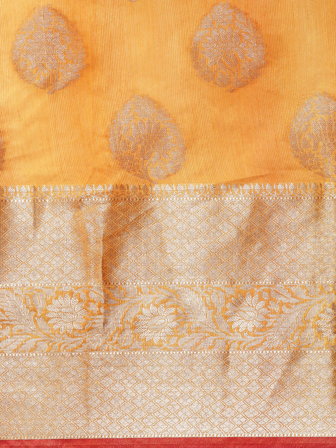 Faishana Presents Handwoven Gold Matka Silk Boota Skirt Border With Gold Blouse Banarasi Saree