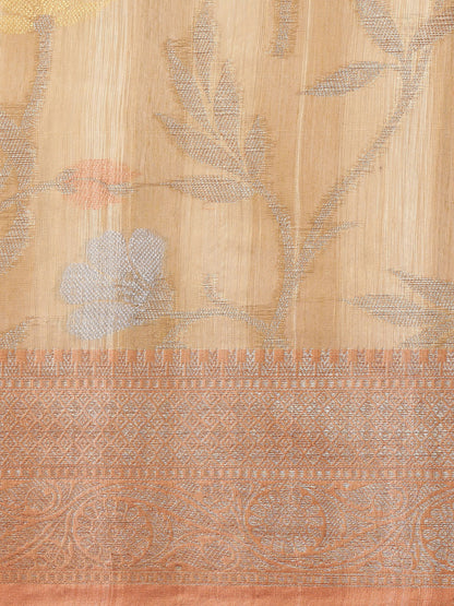 Faishana Presents Handwoven Brown Matka Silk Tilfi Jaal Zari Border With Brown Blouse Banarasi Saree