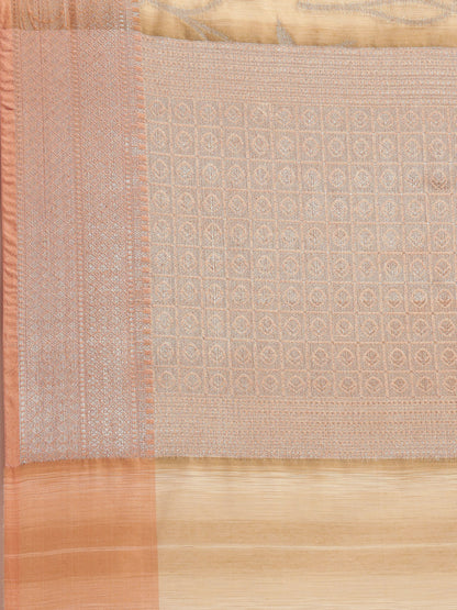 Faishana Presents Handwoven Brown Matka Silk Tilfi Jaal Zari Border With Brown Blouse Banarasi Saree