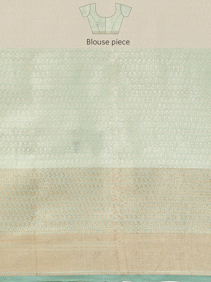 Faishana Presents Seagreen Masrise Cotton Tilfi Boota Alfi Skirt Border Banarasi Saree With Sea green Blouse Banarasi Saree