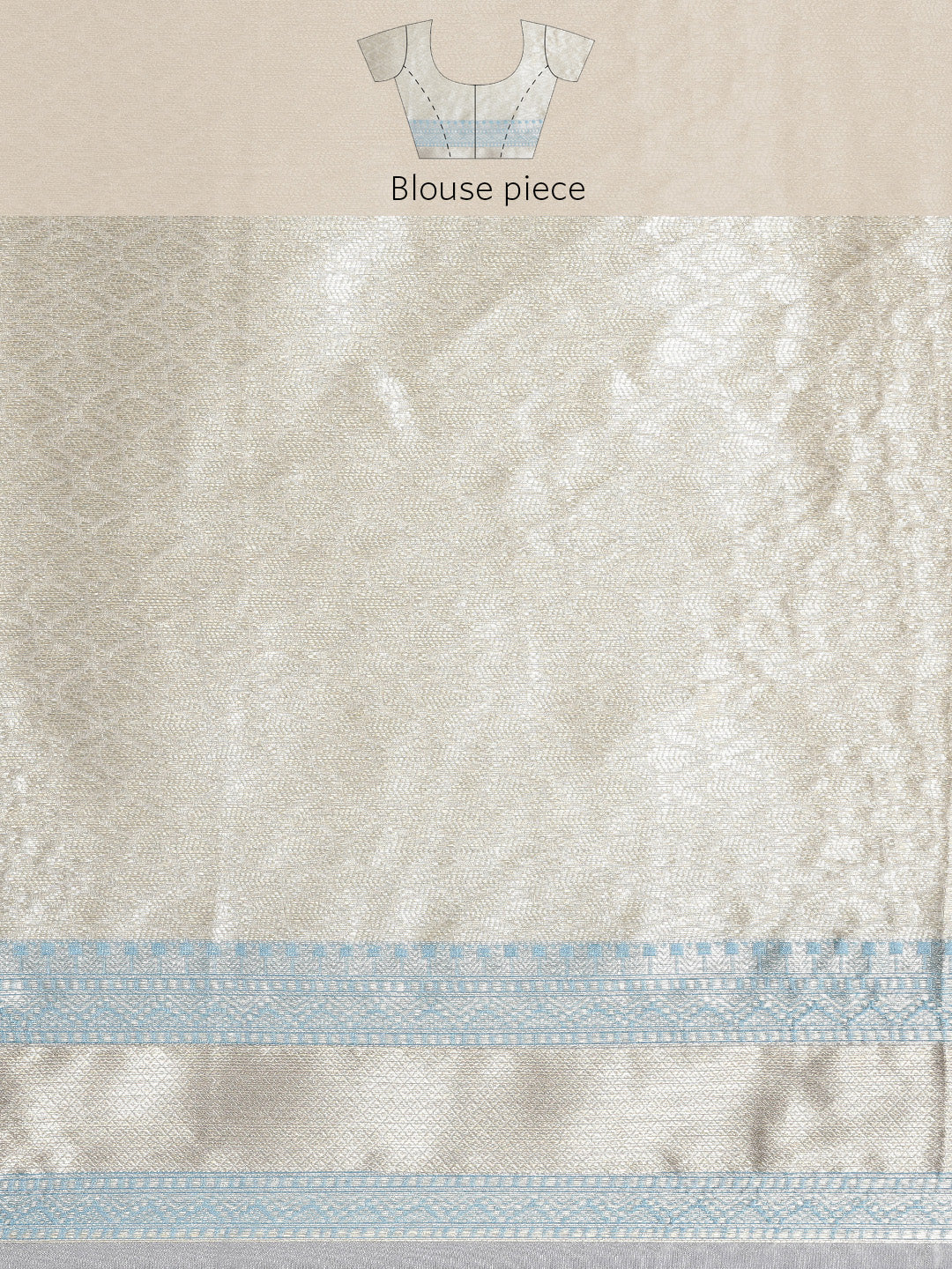 Faishana Presents Handwoven Torquoise Blue Matka Silk Tilfi Jaal Skirt Border With Grey Blouse Banarasi Saree
