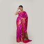 Faishana Presents Vibrant (Magenta) Katan Silk Woven Gold Zari Meena Border Handloom Banarasi Saree With Maroon Blouse Piece