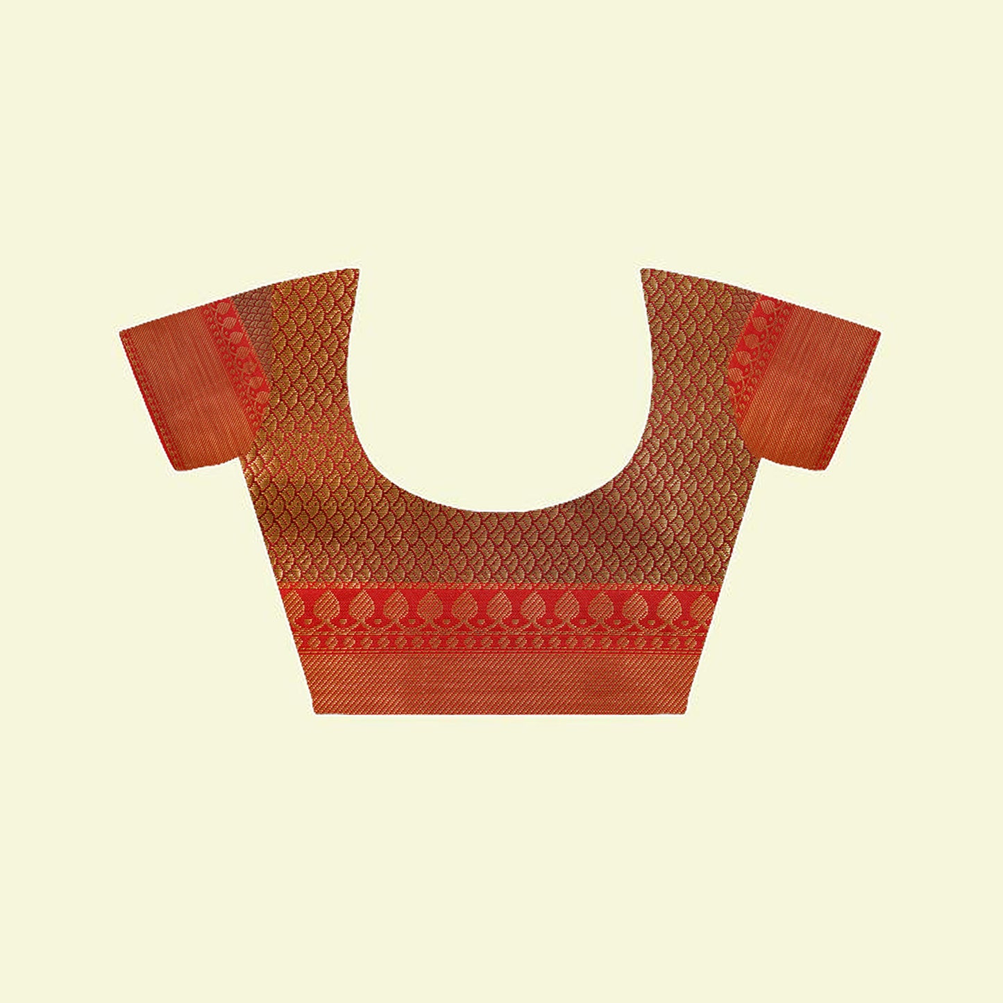 Faishana Presents Princeton Orange Katan Silk Woven Gold Zari Meena Border Handloom Banarasi Saree With Maroon Blouse Piece