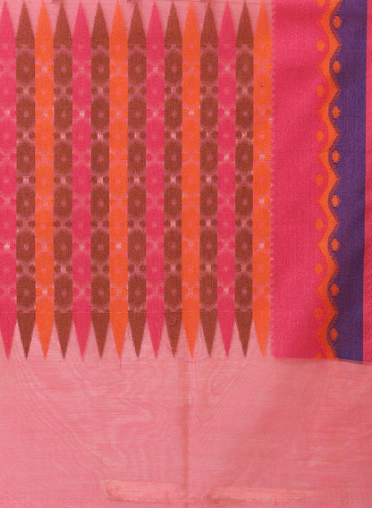 Faishana Presents Is Pink Brocade Contrast Blue Zari Pattu Border Banarasi Saree.