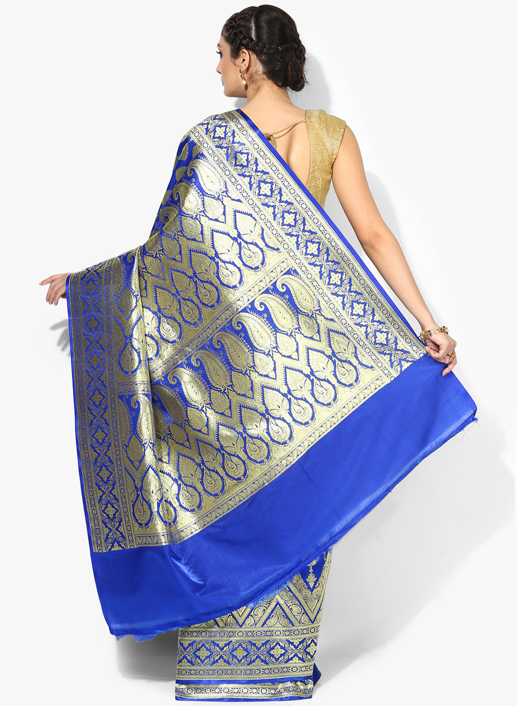 Faishana Presents Is Blue Satin Banarasi Saree.