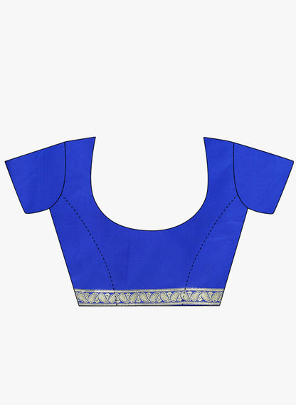 Faishana Presents Is Blue Satin Banarasi Saree.