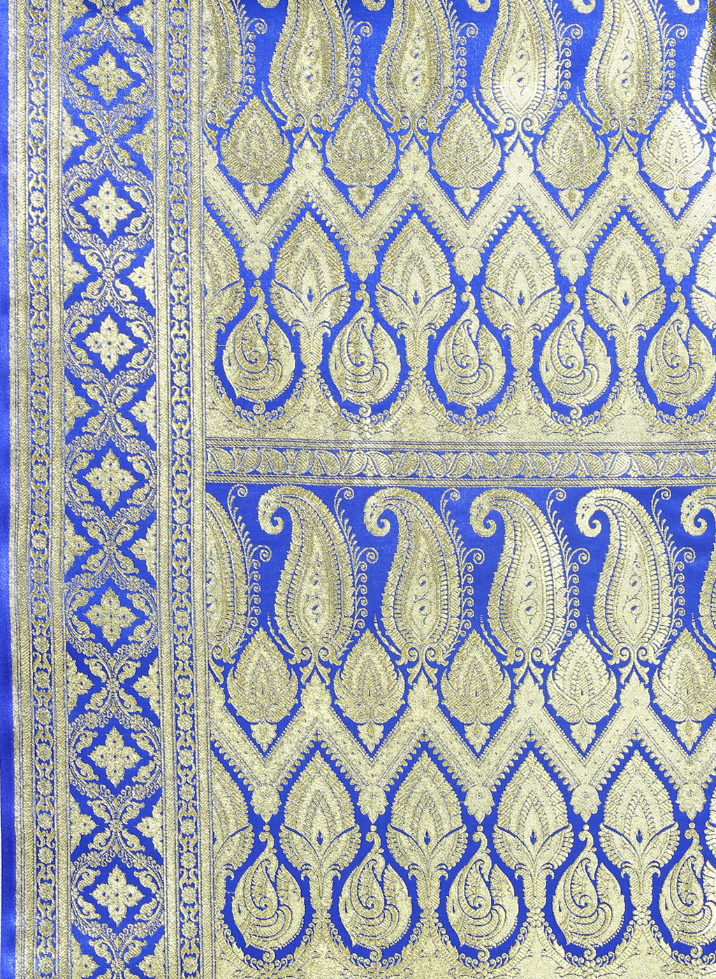 Faishana Presents Is Blue Satin Banarasi Saree.
