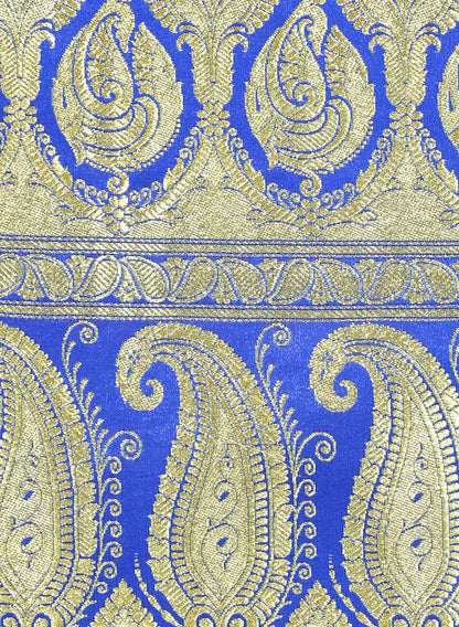 Faishana Presents Is Blue Satin Banarasi Saree.