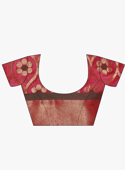 Faishana Presents Pink Plain Skirt Floral Zari Mina Boder Banarasi saree with Pink Blouse