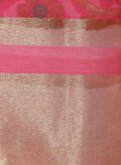 Faishana Presents Pink Plain Skirt Floral Zari Mina Boder Banarasi saree with Pink Blouse