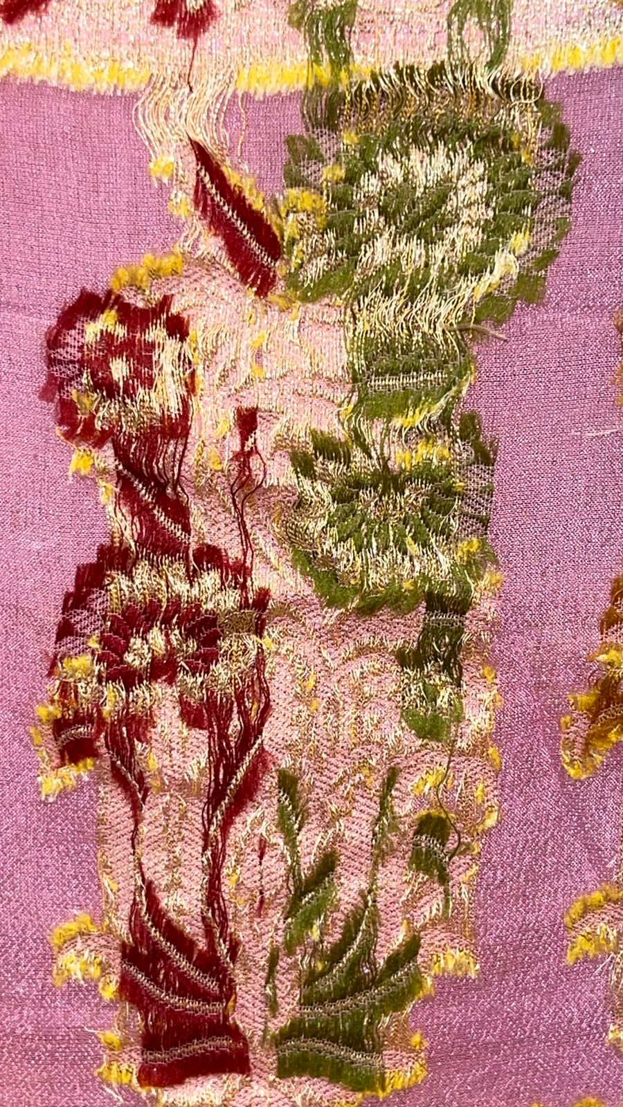 Faishana Presents Pink Chiffon Handloom Mina Zari Booti with Resham Golden Zari Kadiyal with Banarasi Mina Border with Pink Blouse