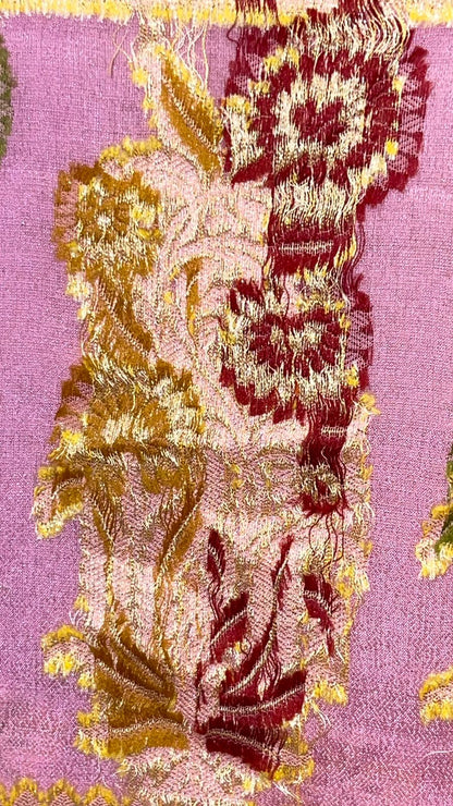 Faishana Presents Pink Chiffon Handloom Mina Zari Booti with Resham Golden Zari Kadiyal with Banarasi Mina Border with Pink Blouse
