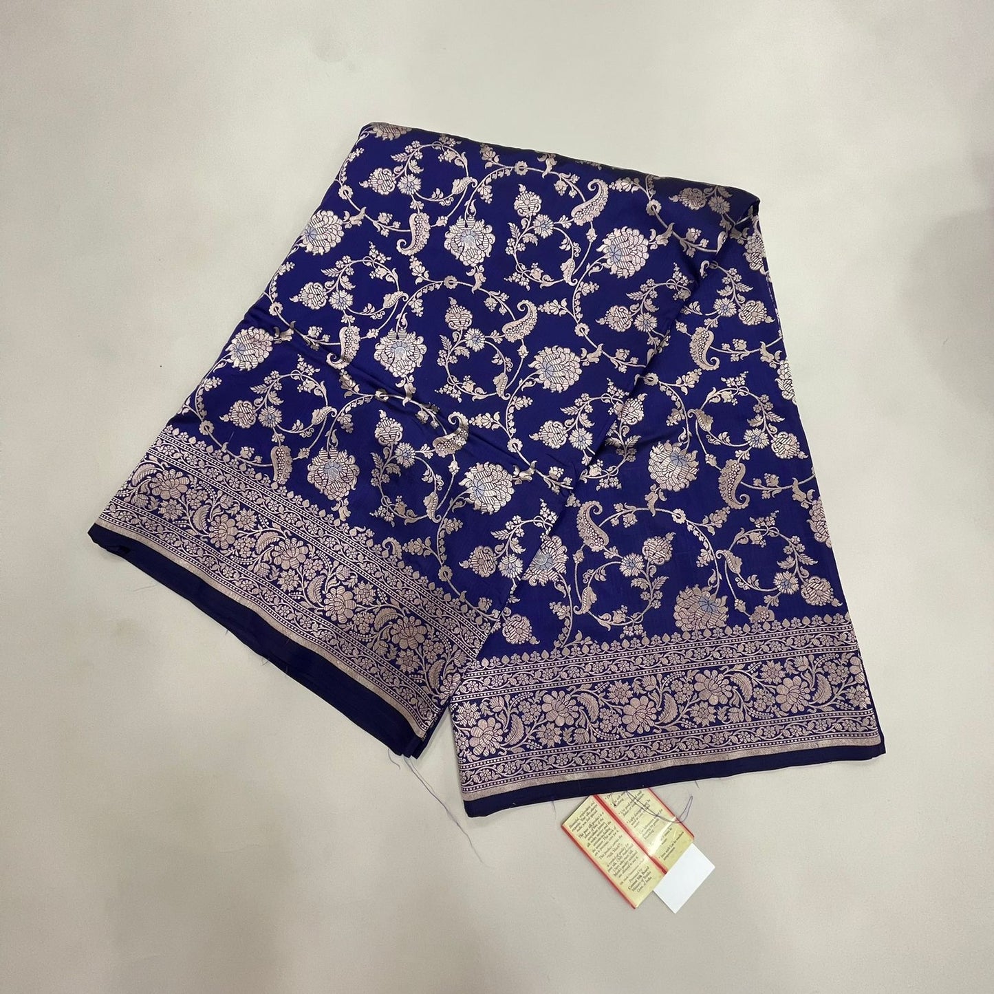 Faishana Pure Silk Handloom Royal Blue Uppada Saree with Silver Zari Mina Kadhwa Weaving Zari Jaal Border White Mina Anchal and Blue Kadhwa Blouse
