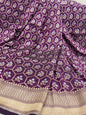 Faishana Pure Silk Handloom Magenta Uppada Silk Silver Mina Zari with Golden Zari Border Alfi Jaal and Magenta Kadhwa Blouse Saree