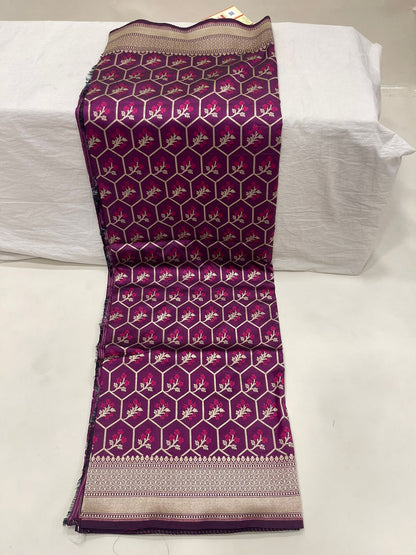 Faishana Presents Pure Handloom Magenta Uppada Silk Floral Pink Meena Jaal Design with Magenta Kadhwa Blouse Saree