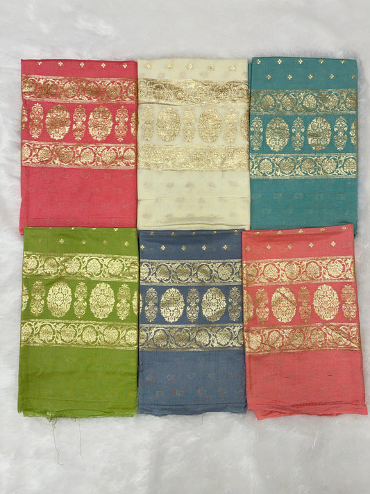 Puresilk Handloom  Cotton Banarasi 3 pcs Suit 1800RHN_CTN7-RHN_CTN12 SET