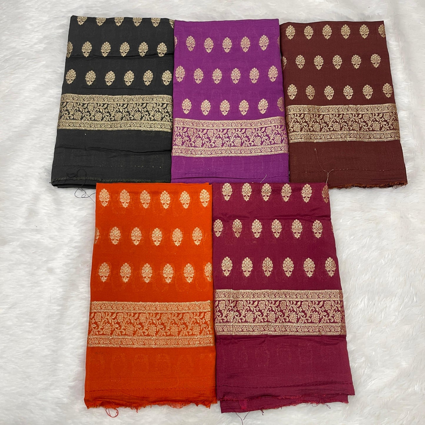 Puresilk Handloom  Mulberry Silk Banarasi 3 pcs Suit 2200RHN_MEL1-RHN_MEL5 SET