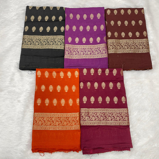 Puresilk Handloom  Mulberry Silk Banarasi 3 pcs Suit 2200RHN_MEL1-RHN_MEL5 SET