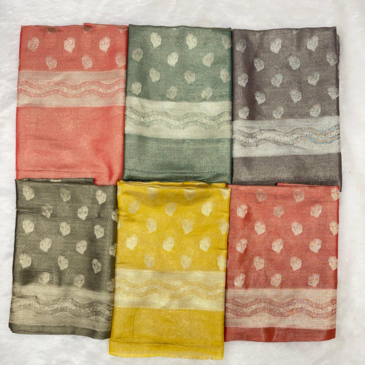 Puresilk Handloom  Tissue Silk Banarasi 3 pcs Suit 1900RHN_TSU1-RHN_TSU6 SET