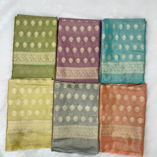 Puresilk Handloom  Tissue Silk Banarasi 3 pcs Suit 1900RHN_TSU7-RHN_TSU12 SET